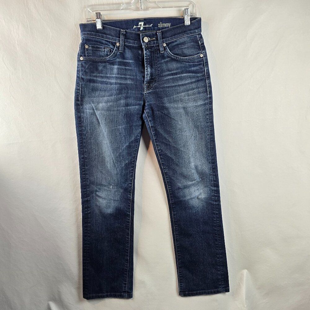 7 For All Mankind Jeans Mens 29x30 Dark Wash Slimmy Slim Stretch Denim Casual